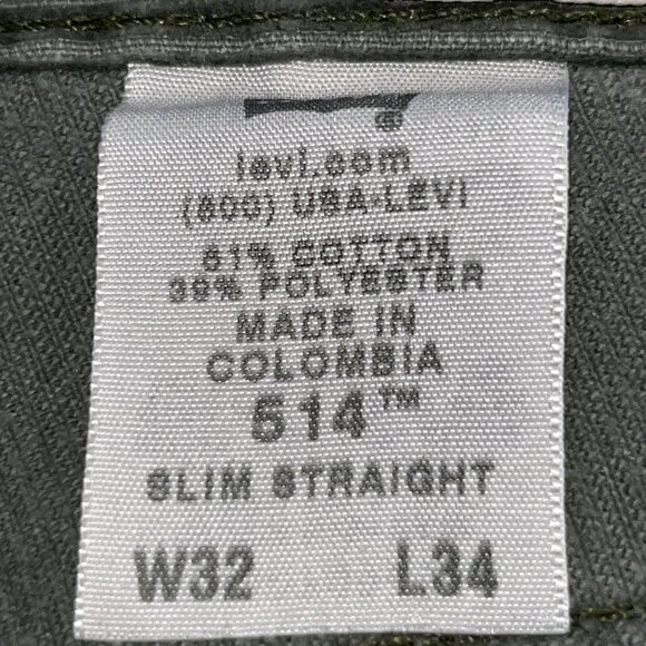 LEVI'S 514 Slim Straight Fit Green Corduroy in Sz. 32"x34" - 5 Pocket design EUC - Picture 11 of 12